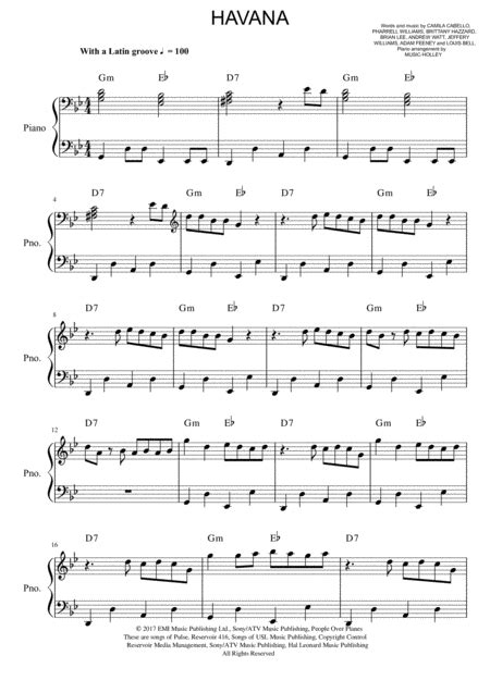 Havana Arr Music Holley Sheet Music Camila Cabello Feat Young