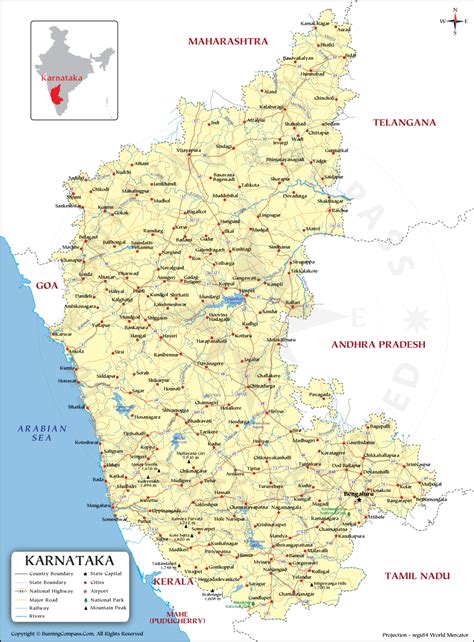 Karnataka Map, Karnataka State Map