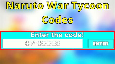 All Naruto War Tycoon Codes Roblox Youtube