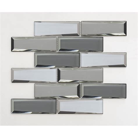 Grey And Mirror Glass Brick Tiles Mirrored Metro Wall Tile