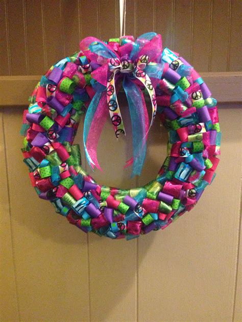 Multi Colored Tye Dye Peace Ribbon Wreath Ribbon Wreath Tye Dye