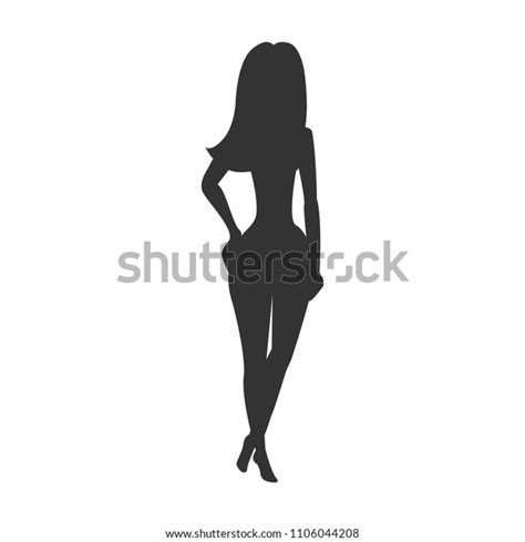 Silhouette Seductive Naked Woman Vector Illustration Stock Vector