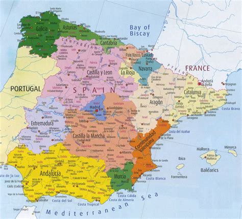 September 2011 Map Of Spain Tourism Region And Topography
