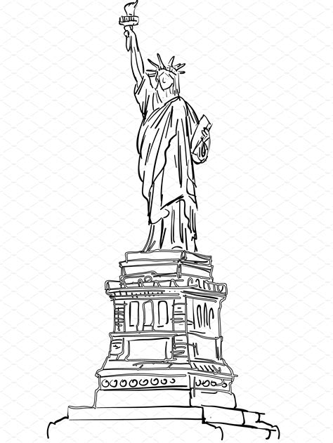 A sketch from eiffel's workshop appears to show the statue with a bulkier shoulder. The Statue of Liberty sketch ~ Illustrations ~ Creative Market