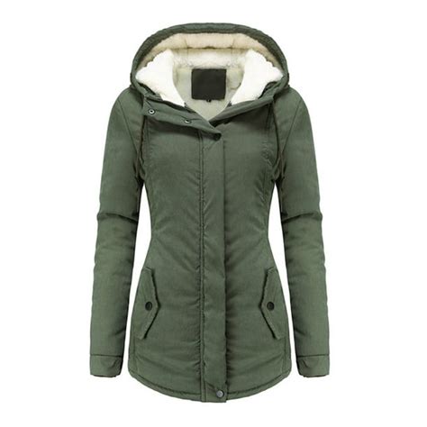 Ukap Ukap Women Hooded Warm Winter Coat Parka Jacket Zip Up Windproof