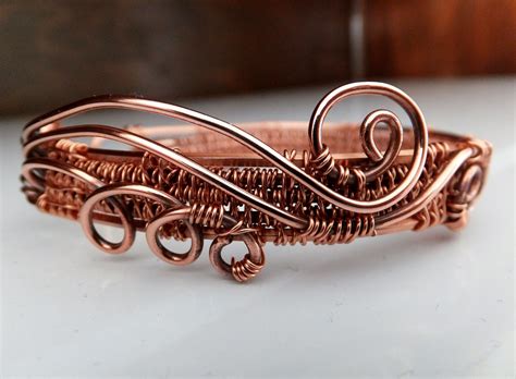 Copper Bracelet Made Using A Tutorial Found In Weaving Freeform Wire