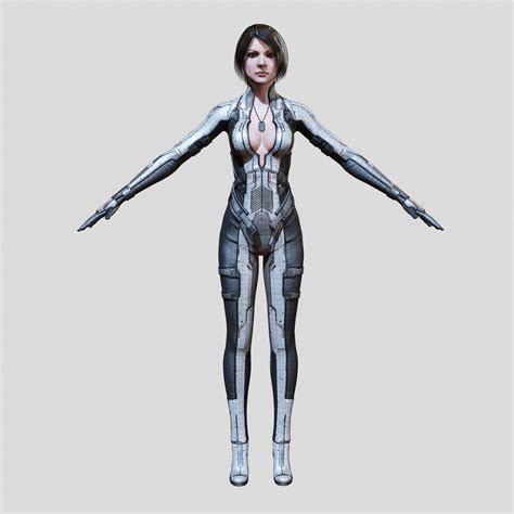 3d model sci fi girl vr ar low poly rigged cgtrader