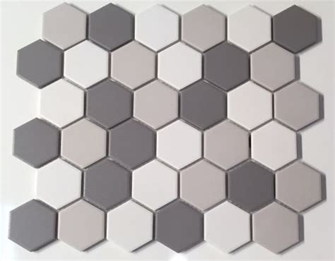 2 Inch Hexagon Mix Grey Unglazed Porcelain Mosaic Tile Unglazed