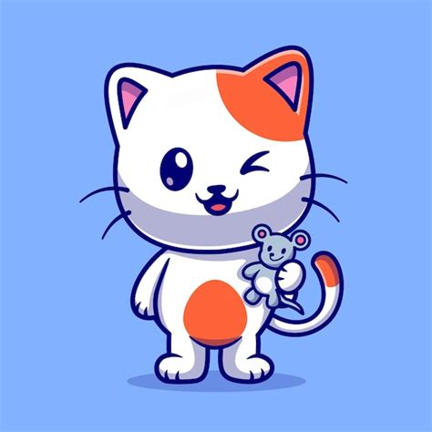 Premium Vector Cute Cat Catch Baby Mouse Cartoon Vector Icon