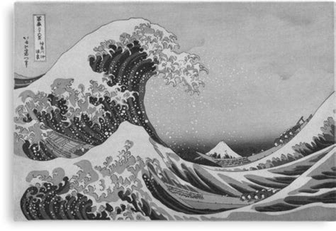 Black And White Japanese Great Wave Off Kanagawa By Hokusai Canvas