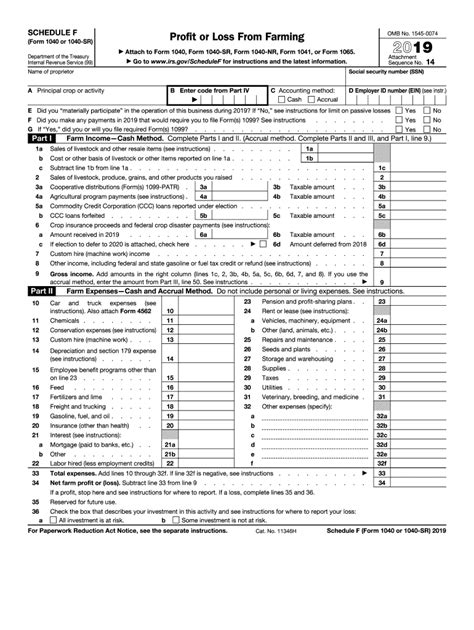 2019 Form Irs 1040 Schedule F Fill Online Printable Fillable Blank