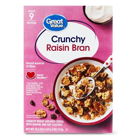 Great Value Crunchy Raisin Bran Breakfast Cereal 18 2 Oz Walmart Com