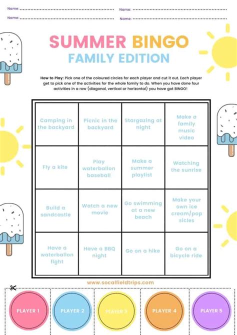 Summer Bingo Game With Free Printables Socal Field Trips