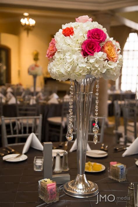 Tall Wedding Centerpiece With Crystals By Flower Shack Blooms Tall