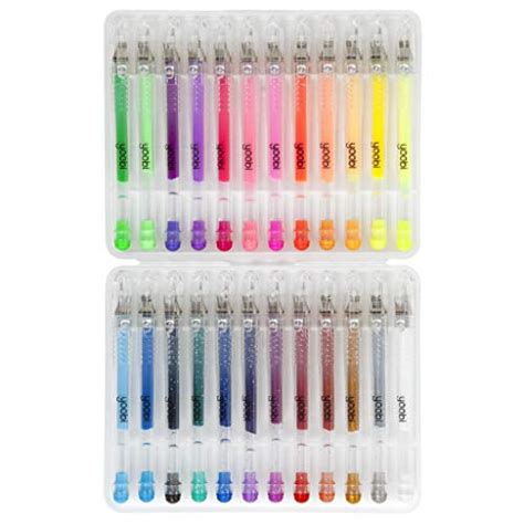 Yoobi Mini Gel Pens 24 Pack And Carrying Case Multicolor Ink 10mm