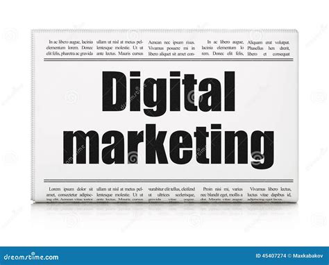Advertising News Concept Newspaper Headline Digital Marketing Stock