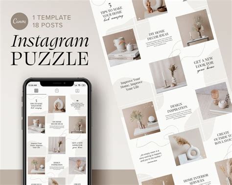 Interior Design Instagram Puzzle Feed Template Instagram Etsy