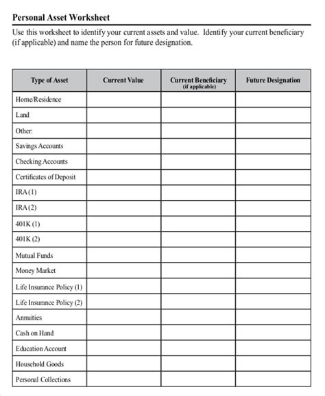 Personal Finance Worksheets Businesser