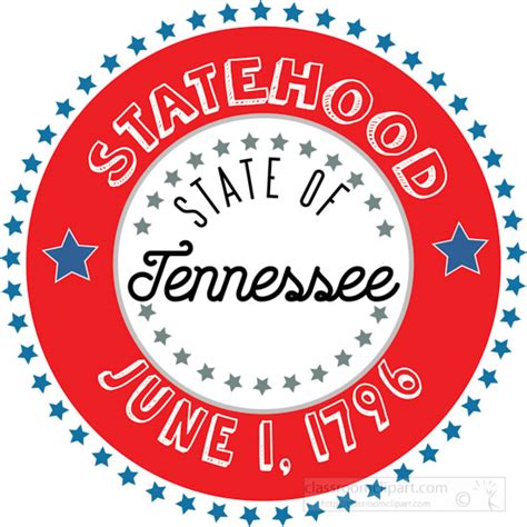 Tennessee State Clipart Date Of Tennessee Statehood 1796 Round Style