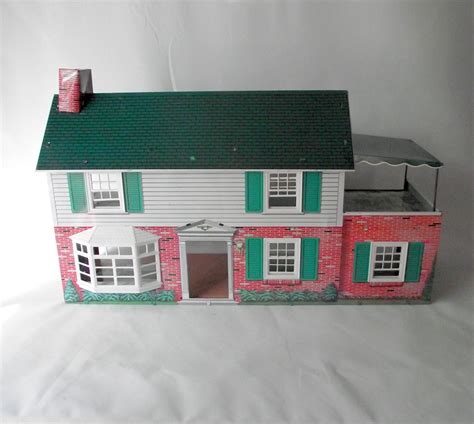 Marx Doll House Metal Two Story Colonial Brick Country Home