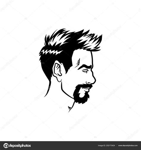 Vector Bearded Men Face Profile Hipster Head With Haircuts Mustaches