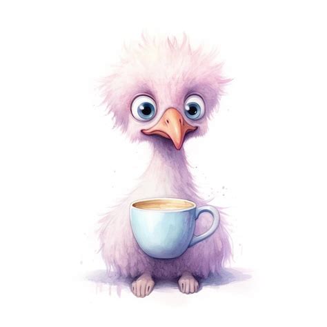 Premium Photo A Baby Bird With A Cup Of Coffee Is Holding A Cup Of