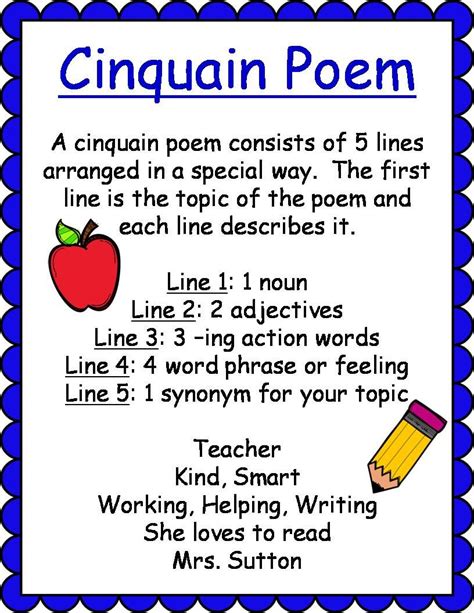 Types Of Poems For Kids Vibrant Teaching Types Of Poems Cinquain