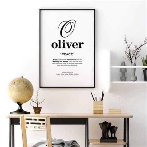 Oliver Name Meaning Printable Name Art Modern Nursery Decor Etsy