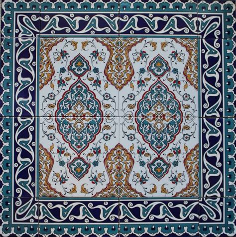 Turkish Iznik Floral Pattern Tile Mural Panel Anatolian Artifacts