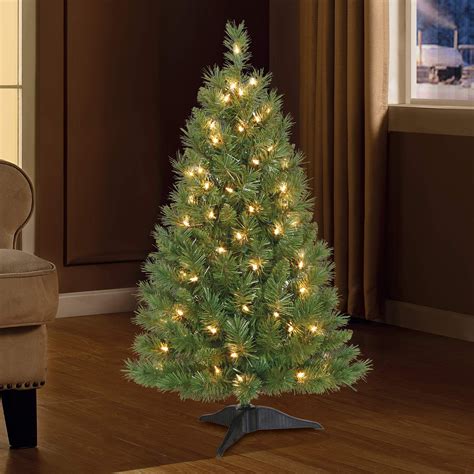 Formidable 3 Foot Pre Lit Outdoor Christmas Tree Fake Hedge