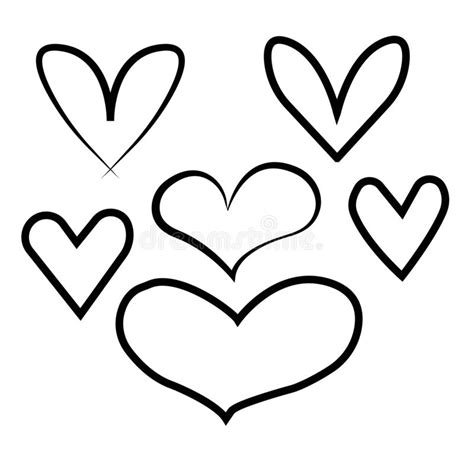 Set Of Outline Hand Drawn Heart Iconvector Heart Collection Illustration For Your Graphic