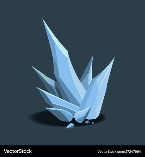 Ice Crystal In Cartoon Style 3d Frozen Spike Vector Image