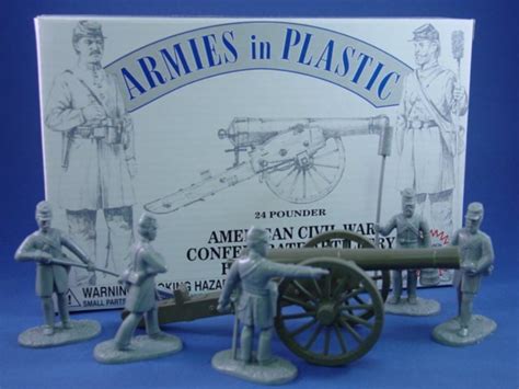 Armies In Plastic 54mm Civil War Confederate Artillery Set With 24 Pounder
