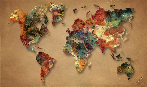 World Map Watercolor Painting 1 Painting By Georgeta Blanaru