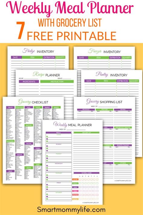 2021 Free Printable Weekly Meal Planner With Grocery List ...