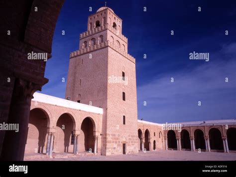 Tunisia Kairouan The Minaret Of The Great Mosque Stock Photo Alamy