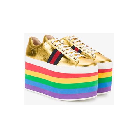 Gucci Rainbow Platform Sneakers 825 Liked On Polyvore Featuring