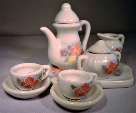 Vintage Miniature Tea Set Pretty Mini Floral Motif Porcelain 10
