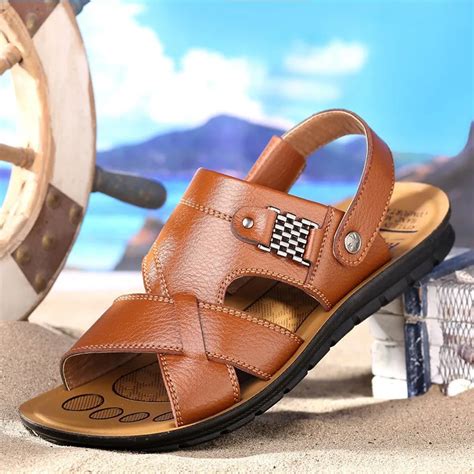 Hot Sale 2018 Summer Genuine Leather Sandals Brand Quality Cheap Beach Men Sandals Slippers Men