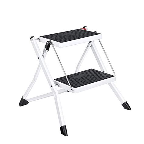 Make storage and organization simple with the 2 step folding stool. ACKO Step Stool 2 Step Ladder Lightweight White Folding ...