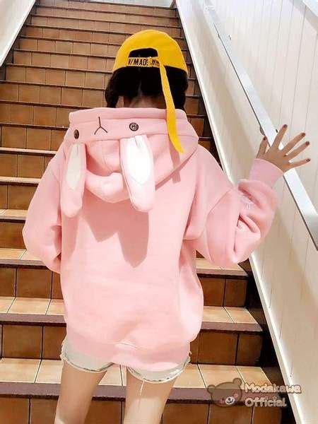 The Oversized Hoodie With Kawaii Bunny Ears Combine Fashionable Chic