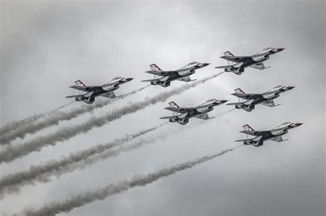 Selective Color Of The Us Air Force Thunderbirds Performing Extreme