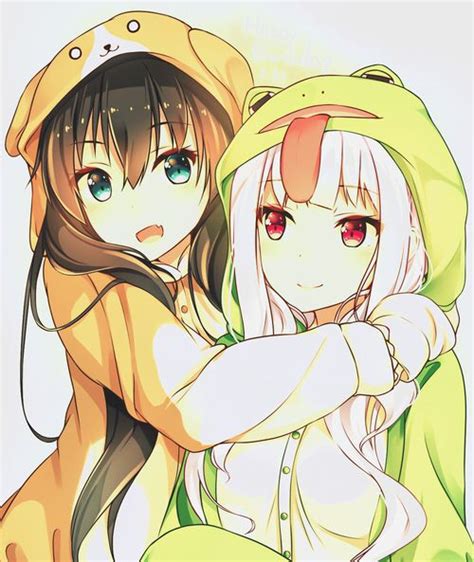 Two Anime Girls Brunette And Blond Disegni Di Ragazza Anime