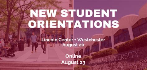 Fall 2021 New Student Orientation Schedule