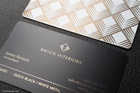 Use your own design or one of our templates to create your business cards online; Stylish best free black and white metal business card design template - Brock Interiors