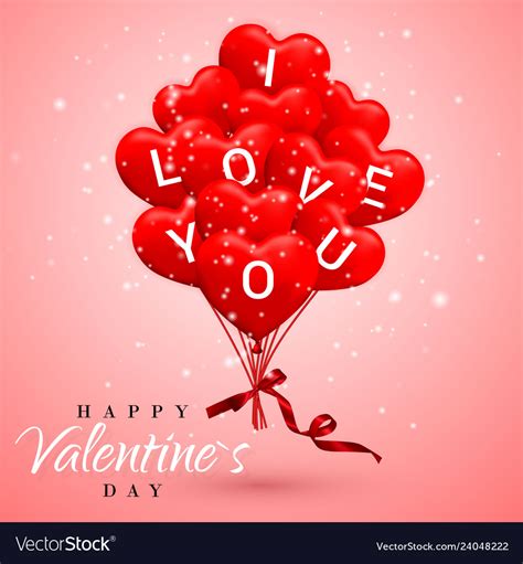I Love You Happy Valentines Day Background Red Vector Image