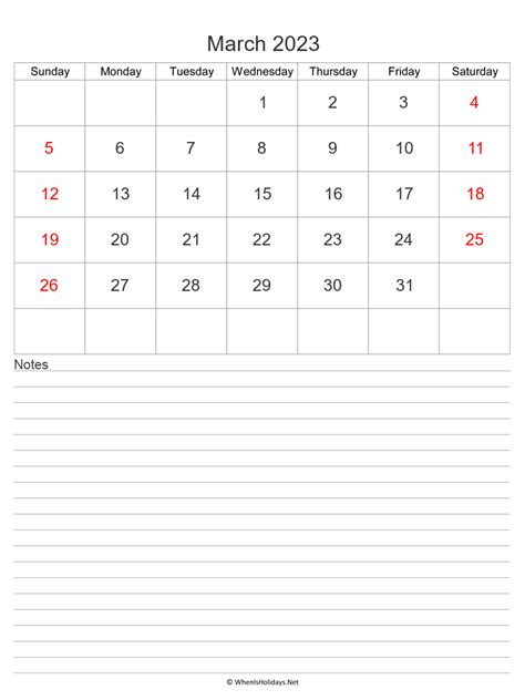 March 2023 Calendars Printable Whenisholidaysnet