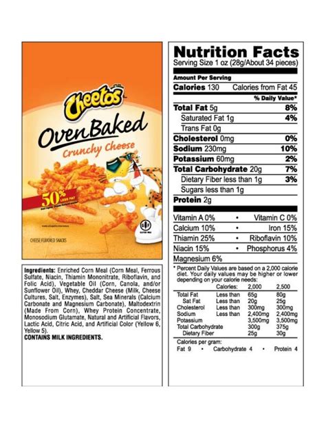 35 Baked Hot Cheetos Nutrition Label Labels Database 2020