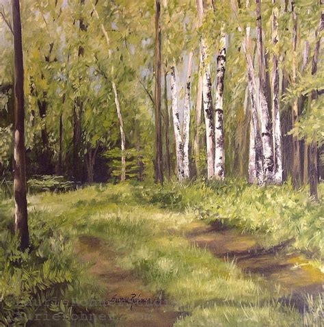 Birch Trees Forest Landscape Oil Painting Nature Art