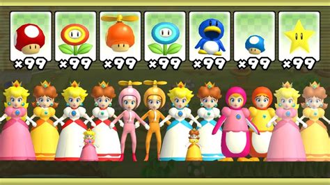 New Super Mario Bros Wii All Peach And Daisy Power Ups Youtube